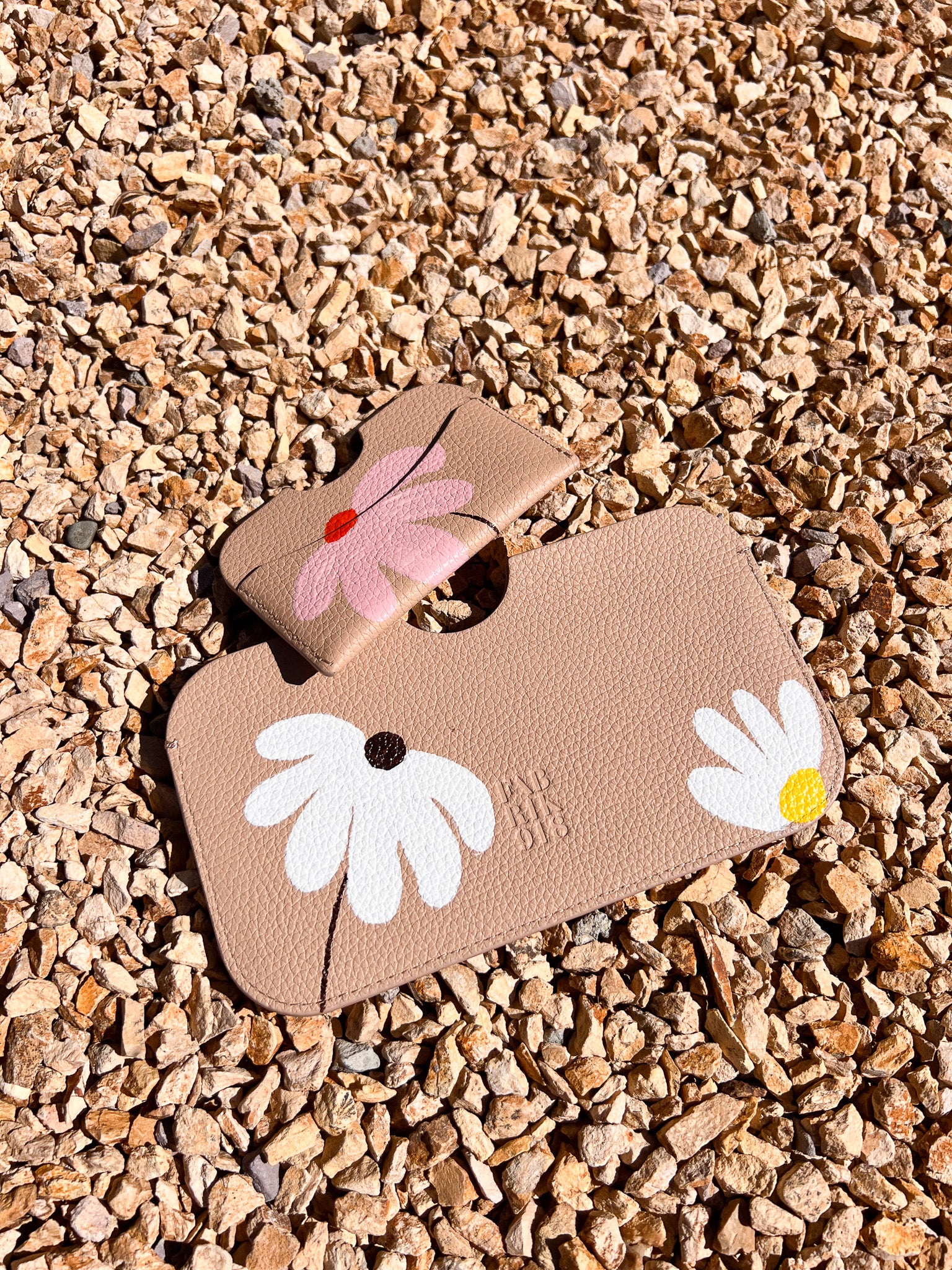 Handcrafted Leather Cardholder Hand painted Floral Pattern