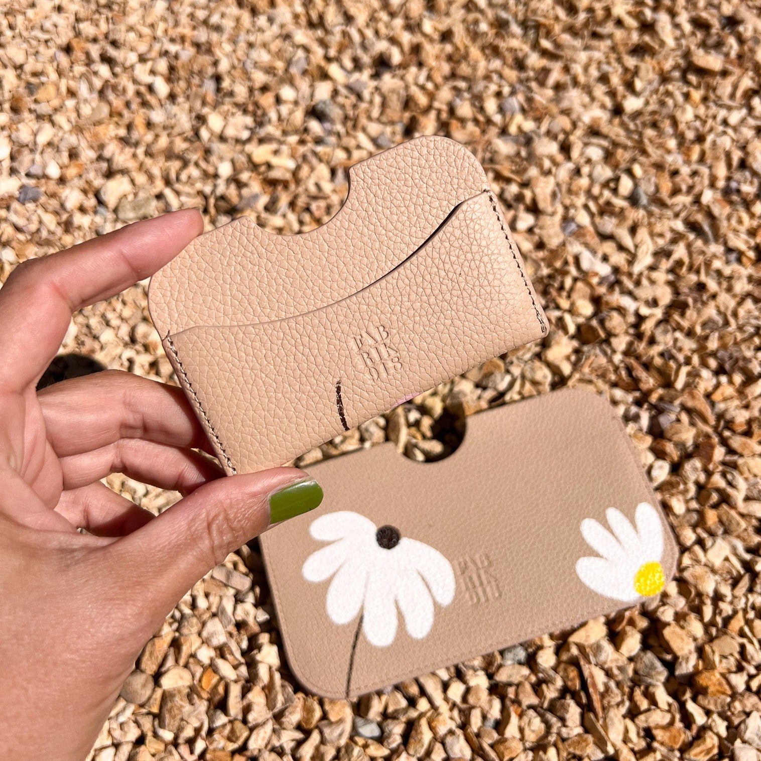 Handcrafted Leather Cardholder Hand painted Floral Pattern