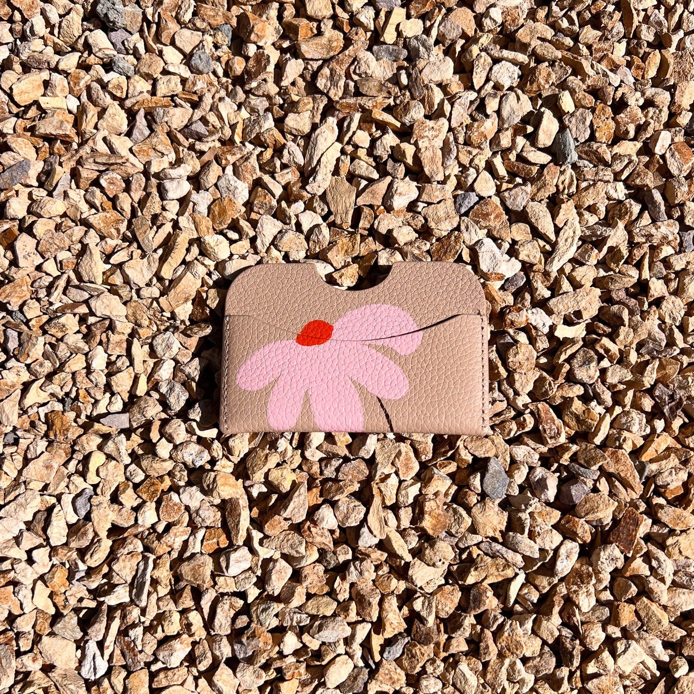 Handcrafted Leather Cardholder Hand painted Floral Pattern